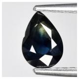 0.70ct 6.5x4.5mm Pear Natural Green Blue Sapphire