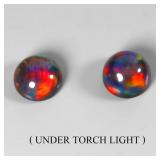 Pair 2pcs Round Natural AAA Floral Flash Play Of C