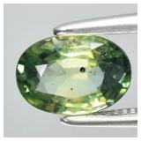0.91ct 7x5mm Oval Green Sapphire - Unheated, Madag