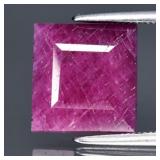 5.14ct 9.8x9.5mm Square Purplish Red Ruby - Heated