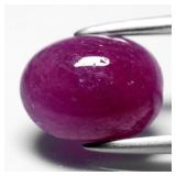 2.04ct 8.5x6.8mm Oval Cabochon Purplish Red Ruby -