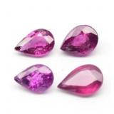 4pcs Lot 2.27ct t.w Pear Natural Purplish Pink Rho