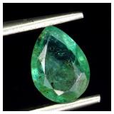 Pear Cut Natural Unheated Transparent Green Emeral