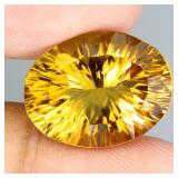 Oval Concave Cut Natural Top Yellow Citrine 15.74c