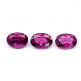 3pcs Lot 1.87ct Oval Natural Pinkish Purple Rhodol