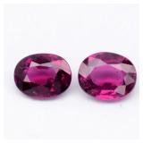 Pair 2pc/1.36ct Oval Natural Pinkish Purple Rhodol