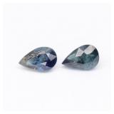 Pair 2pcs/1.01ct t.w Pear Natural Greenish Blue Sa