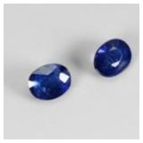 Pair 2pcs Oval Natural Top Rich Blue Sapphire Mada