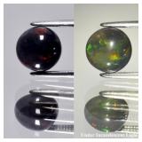 1.03ct 7.3mm Round Cabochon Natural Black Opal - C
