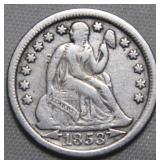 USA Liberty Seated 1853 Dime