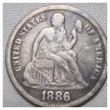 USA Liberty Seated 1886 Dime