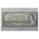 Canada 1954 $20 Banknote BC-41b Beattie Raminsky