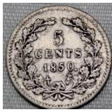 Netherlands 1850 5 Cent  Silver