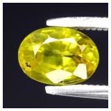 0.98ct 6.7x4.8mm Oval Greenish Yellow Sapphire - A