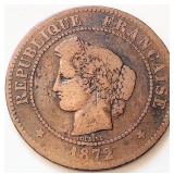 France 1872, 5 CENTIMES coin 25mm