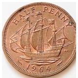 UK 1964 Francis Drake's ship 25.4mm coin