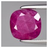 2.62ct Cushion Natural Purplish Red Burmese Ruby -