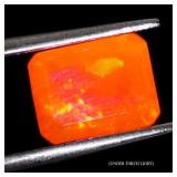 Emerald Cut Natural Hot Rainbow Orange Fire Opal E