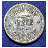 1900-20 Phonograph Token, Good For One Tune