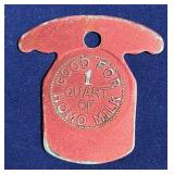 c1940 Maple Leaf Dairy Homo Milk Red Token