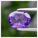 1.55ct 9x7mm Oval Natural Purple Amethyst - Unheat