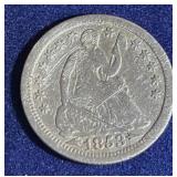 USA Liberty Seated Dime 1853, .900 Silver