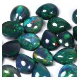 Pear Cab AAA Floral Flash Play Of Color Black Opal