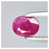 0.43ct 5x4mm Oval Natural Purplish Red Ruby - Heat