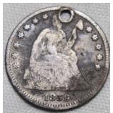 USA Liberty Seated Half Dime 1859 Hole