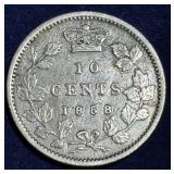 Canada 10 Cent 1858, Victoria, First Year Issued,