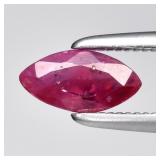 0.61ct 7x3.5mm Marquise Natural Purplish Red Ruby
