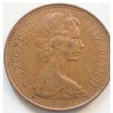 UK 1971 Elizabeth II 2 NEW PENCE coin 25mm