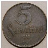 Latvia 5 Santimi 1922