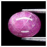 3.41ct 9.5x8mm Oval Cabochon Natural Purplish Red