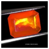Emerald Cut Natural Hot Rainbow Orange Fire Opal E