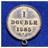 1885 Heaton Mint, Guernsey 1 Double In Pendant