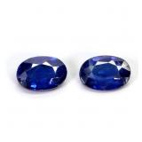 Pair 2pcs Oval Natural Heated Royal Blue Sapphire