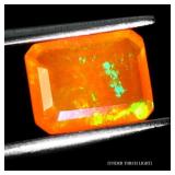 Emerald Cut Natural Hot Rainbow Orange Fire Opal E