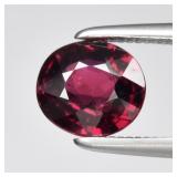 1.24ct 6.3x5.7mm Oval Natural Reddish Purple Rhodo