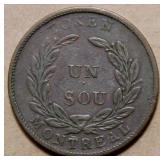 Canada LC-33A1 Montreal Un Sou 1/2 Penny Token Br7