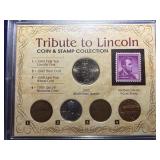 2005 Tribute To Lincoln Stamp And Coin Set