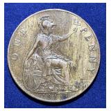 Great Britain 1911 George V Penny , Woody