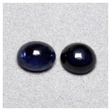 Pair 2pcs/1.35ct t.w Oval Cabochon Natural Blue Sa