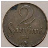 Latvia 2 Santimi 1922