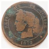 France 1872 , 10 CENTIMES coin 30mm