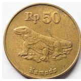 Indonesia 1995 'Komodo Dragon' 50 Rp coin 20mm
