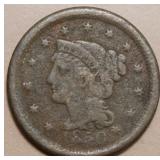 USA Braided Hair  large Cent 1850