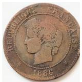 France 1886, 5 CENTIMES coin 25mm