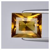 2.51ct 9x7.3mm VVS Baguette Natural Yellow Citrine
