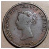 Canada NB-1A2 Queen Victoria 1843 1/2 Penny Token